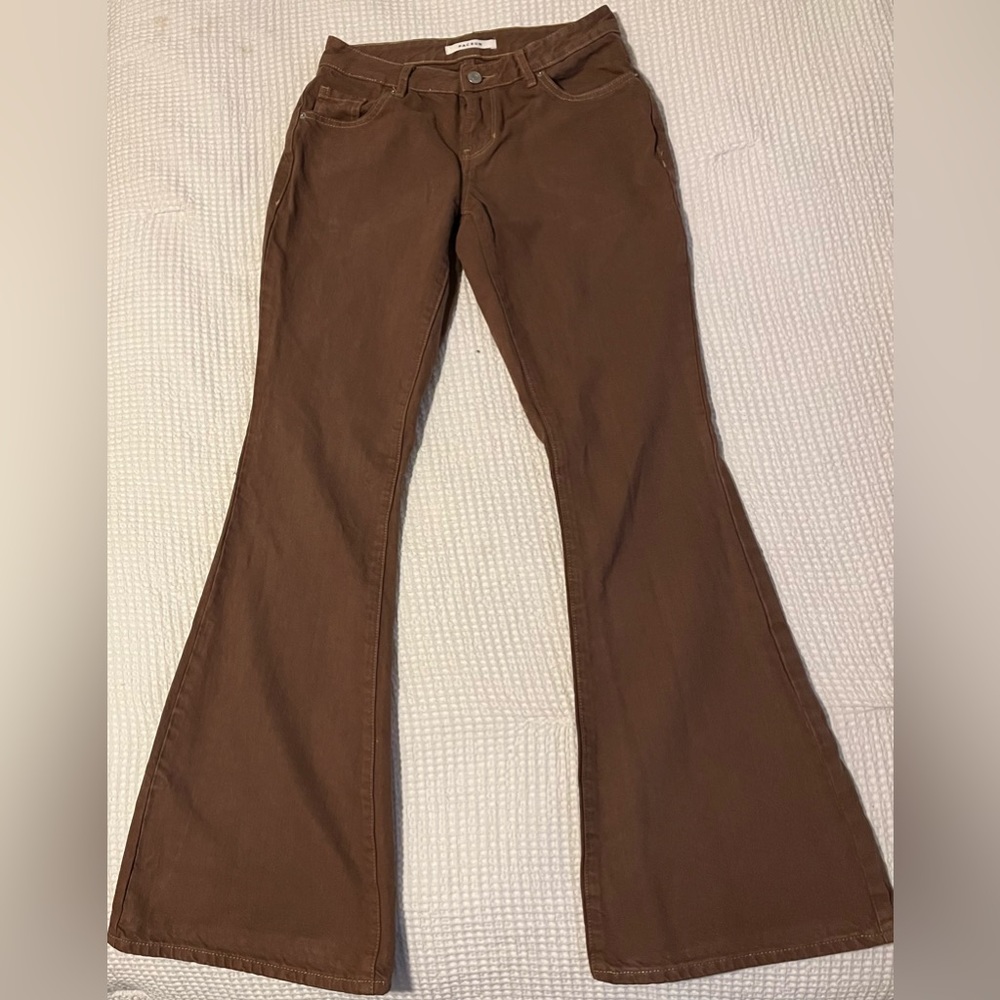 Brown low rise flared jeans from PacSun